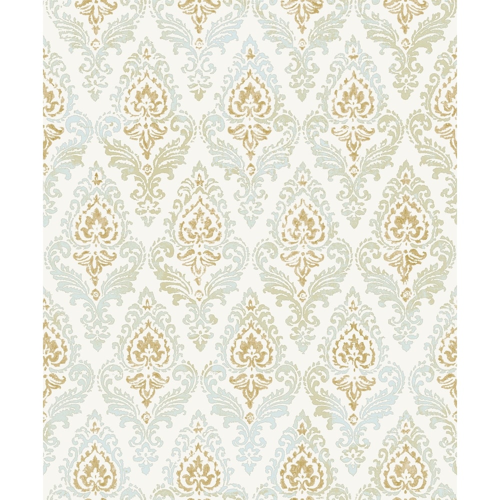 Galerie Wallcoverings Italian Classics 4 Collection Embossed Floral Motif Damask Vinyl on Non-woven Matte Wallpaper Roll