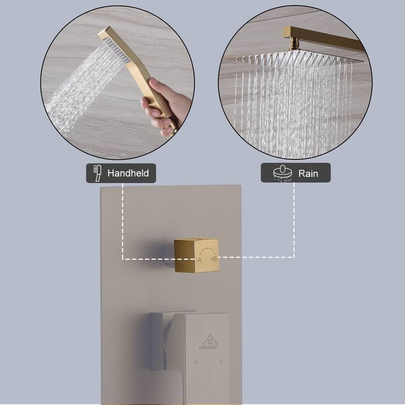 2 Function 10- Wall Mounted Dual Shower Heads Shower System With Sliding Rod Shower Hand