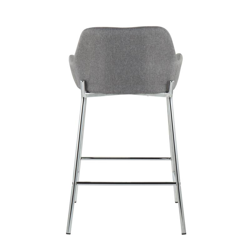 Silver Orchid Galotti Chrome Fixed-Height Upholstered Counter Stool - Set of 2
