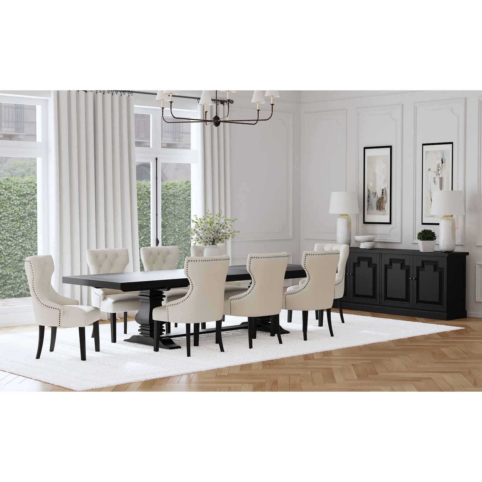 Florence 7-piece 126-inch Extension Dining Table Set Beige