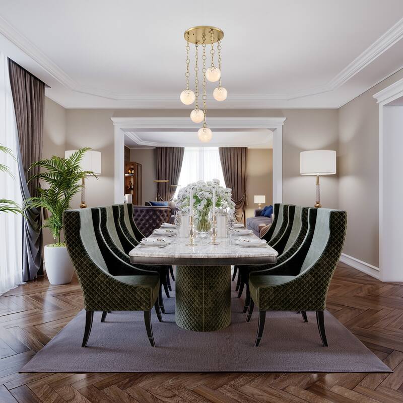 Wine Flower 5-Light Brushed Gold Glam Statement Chandelier for Foyers and Entryways - 24.5