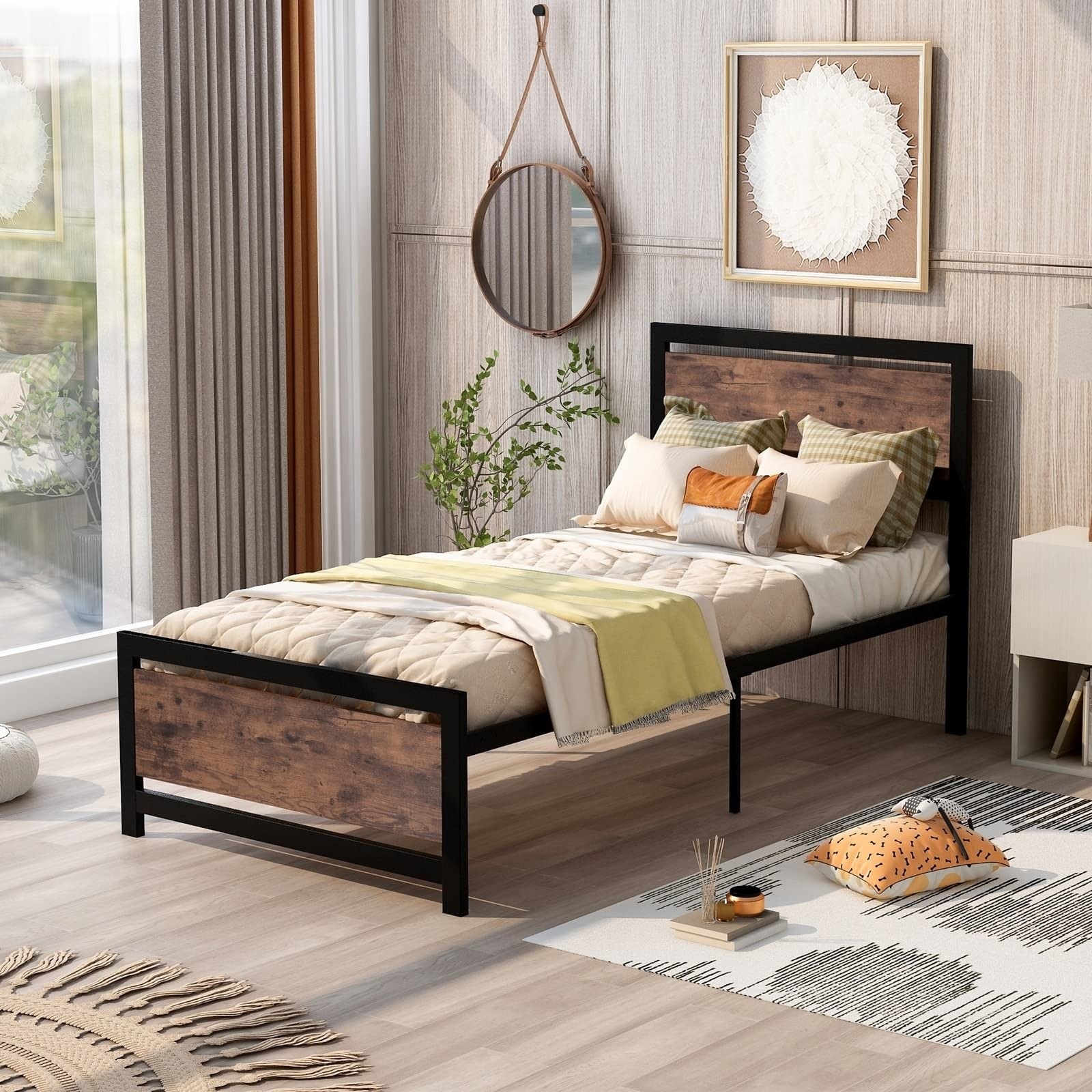 Metal Twin Bed Frame with Headboard Bed Frame for Men Black Metal Bed Frame with Headboard and Footboard