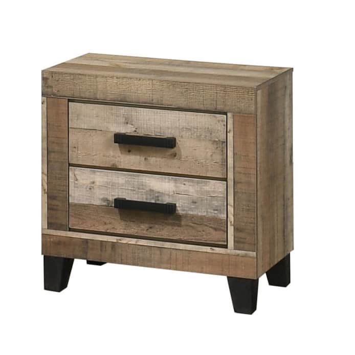Best Quality Furniture Weathered Brown Pine Nightstand - 2-drawer