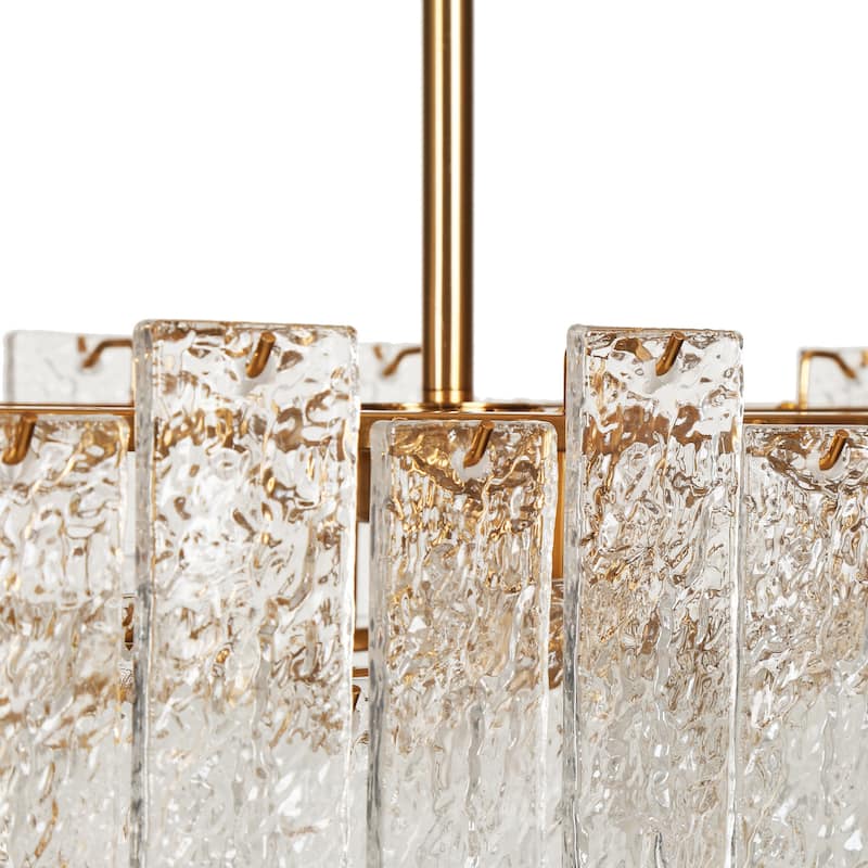 Elver Modern Gold 7-Light Textured Glass Chandelier Luxury Kitchen Island Lights - W31" x H12"