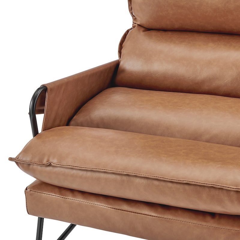 NPD Furniture Thierry Faux Leather Accent Arm Chair