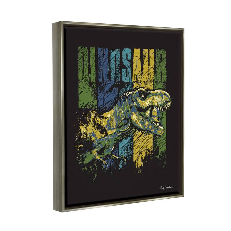 Stupell Dinosaur T-Rex Illustration Framed Floater Canvas Wall Art Design by Nidhi Wadhwa