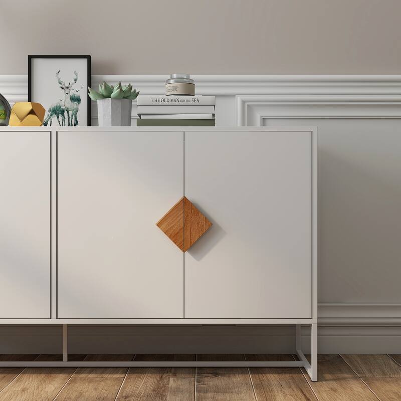 Modern Sideboard Buffet Cabinet Entrance Cabinet with 2 Storage Compartments and Square Handles, for Living Room