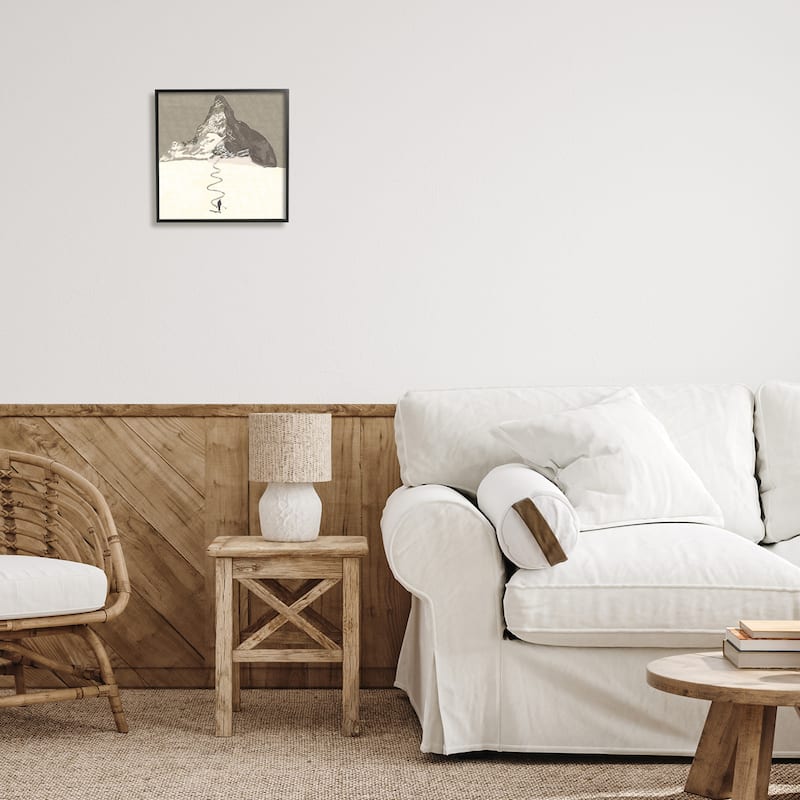 Stupell Lonely Single Slope Ski Winter Sports Mountain Range Framed Wall Art