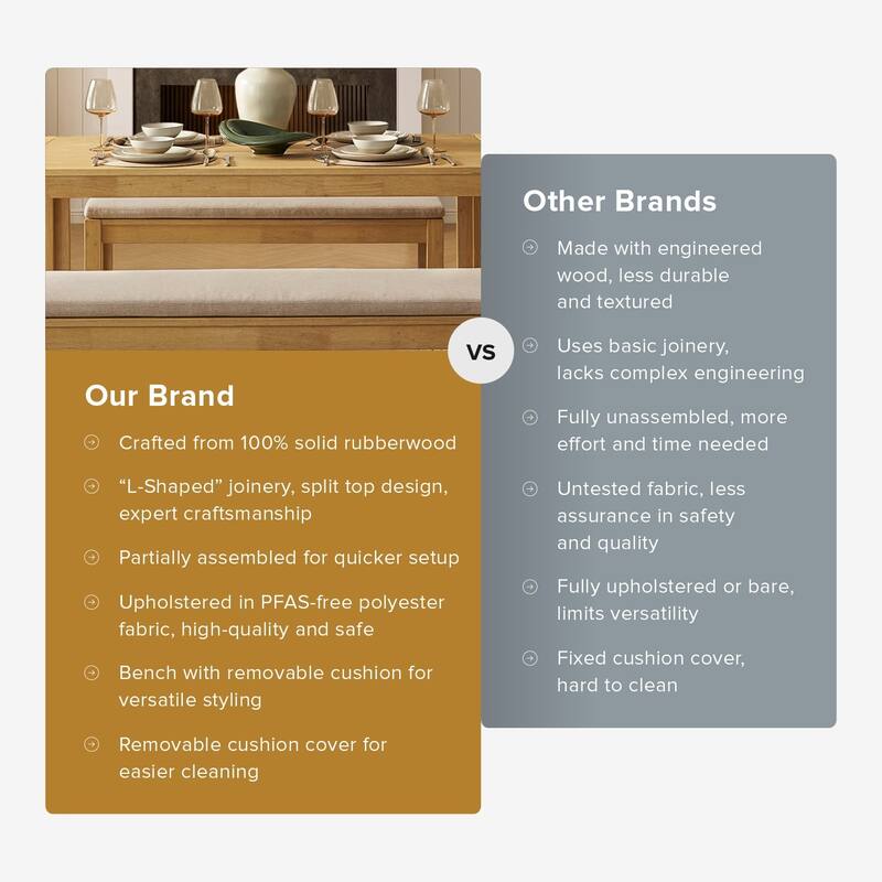 Mopio Logan Upholstered Beige Dining Bench