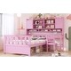 preview thumbnail 16 of 16, Twin Size Wood Platform Bed with Bookshelf, House Bed with Built-in Desk and Matching Chair,Pink