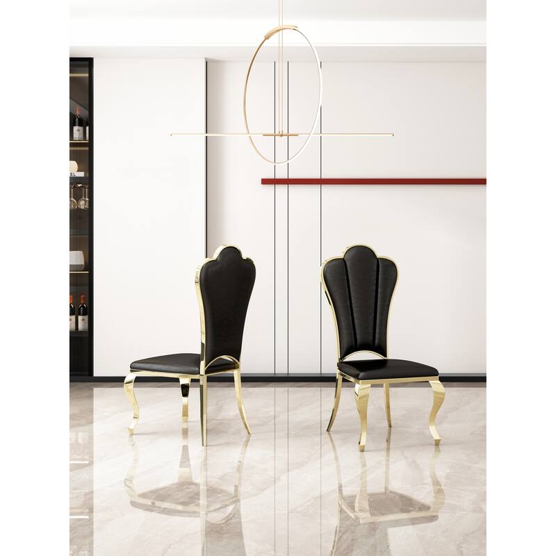 Modern Leatherette Dining Chairs Set Of 2