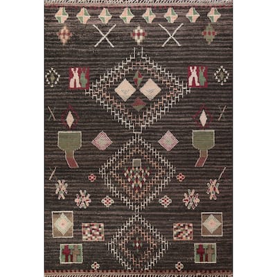 Geometric Tribal Oriental Moroccan Wool Area Rug Hand-knotted Carpet - 9'3" x 12'6"