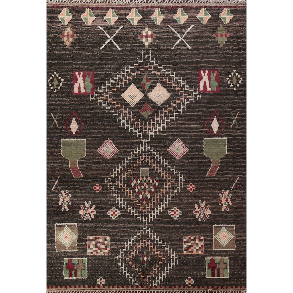 Geometric Tribal Oriental Moroccan Wool Area Rug Hand-knotted Carpet - 9'3" x 12'6"