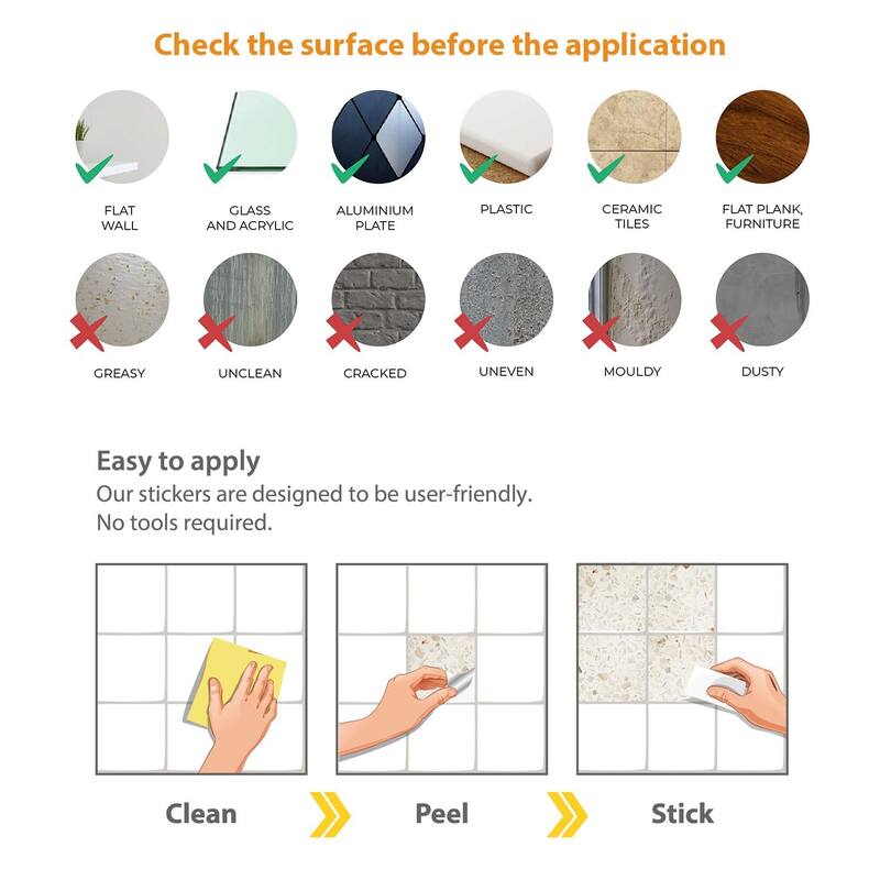 Walplus Marble Terrazzo Metallic Silver Wall Peel and Stick Backsplash Tile Sticker