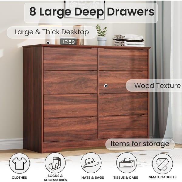 brown tall dresser with deep drawers Wooden 8 Drawers, Modern Closet with Storage - extra tall dresser with deep drawers