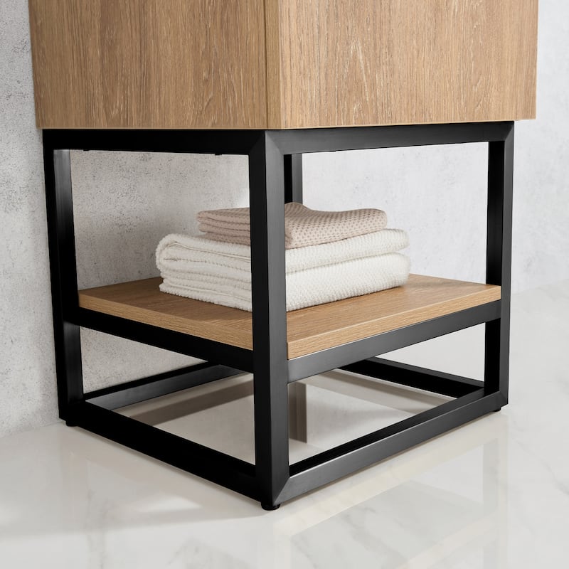 Alistair 18" Single Vanity with White Grain Stone Top without Mirror - 17.7" x 17.7"