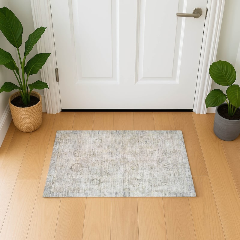 Premium Washable Super Soft Vintage Traditional Mayfield Rug - Linen - 1'8" x 2'6"