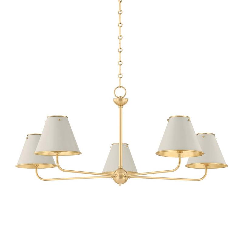 Hudson Valley Lighting MDS2000 Burghley 5 Light 43" Wide Chandelier - Aged Brass / Off-White