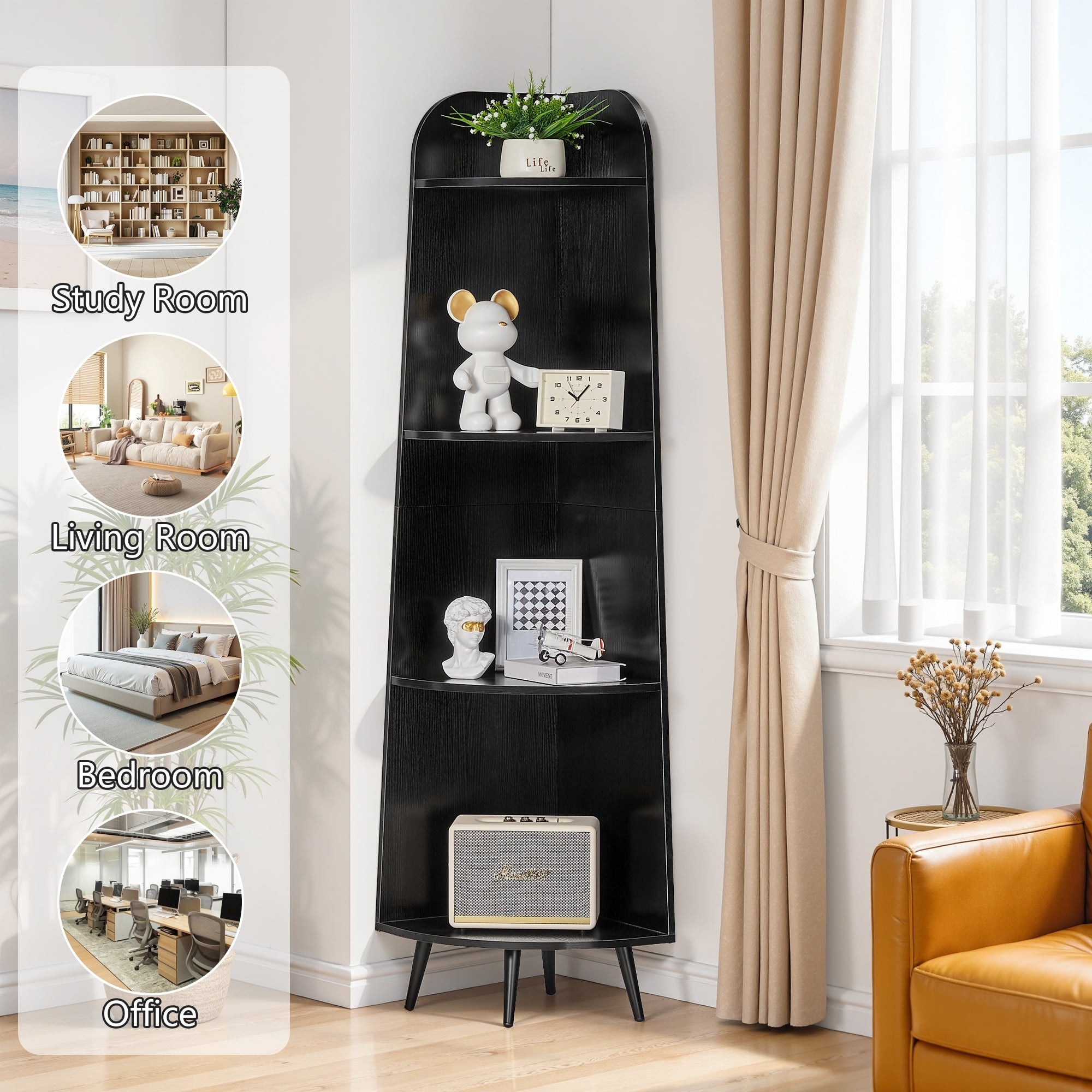 corner rack ポストモダン Javlergo-Corner-Shelf-4-Tier-