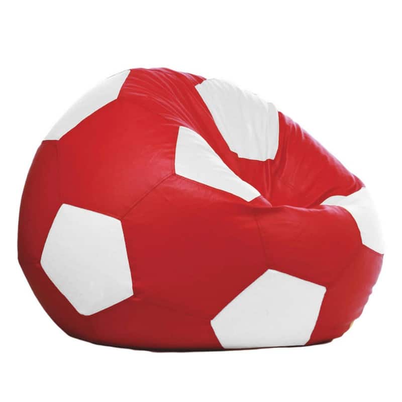 Leatherette Bean Bag Cover Without Filler, Ideal for Children and Teenagers by Ample Decor - RED-WHITE