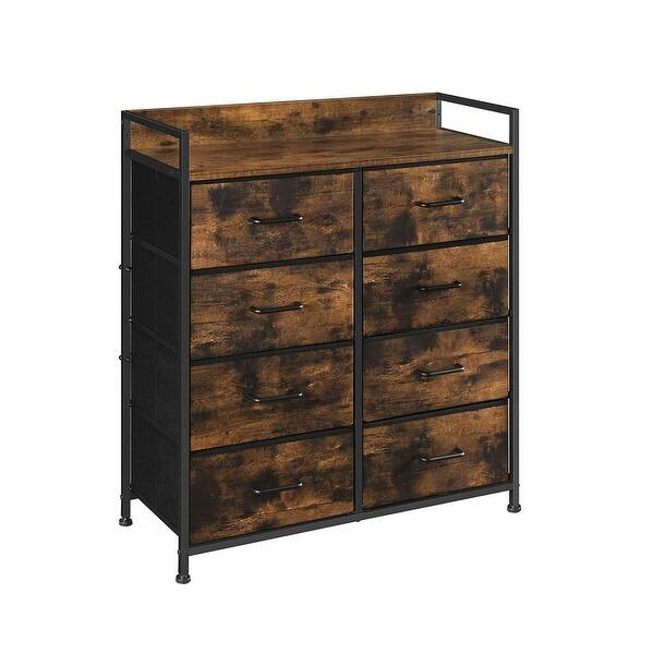 36 Inch Tall Dresser Chest, 8 Drawers, Black Handles, Rustic Brown Finish -  Bed Bath & Beyond - 40693244