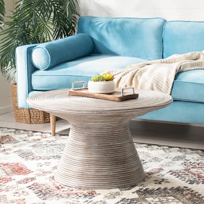 SAFAVIEH Cristina Pedestal Metal Round Coffee Table - 31.5" W x 31.5" L x 17.7" H