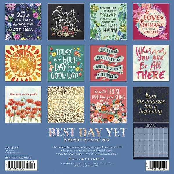 Shop 2019 Best Day Yet 2019 Wall Calendar More Inspiration By