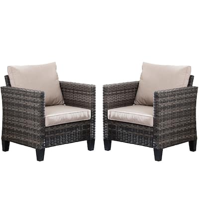 OVIOS 2-piece Outdoor High-back Wicker Single Chairs