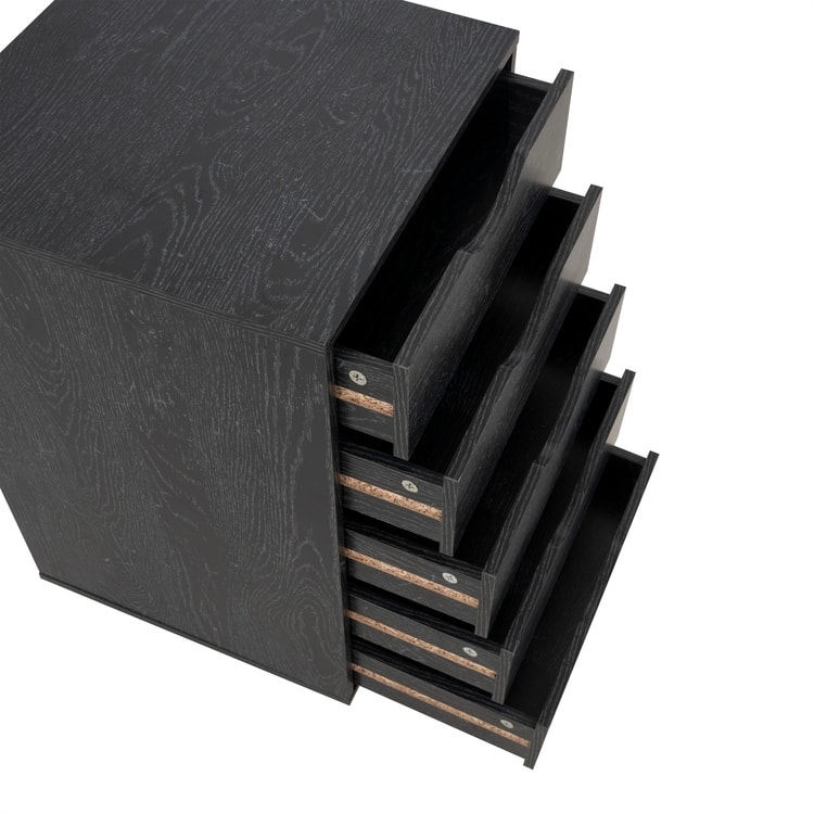 5 Drawers Chest, Wood Storage Dresser with Wheels, Craft Storage Organizer and Storage Drawer Office Drawer Unit