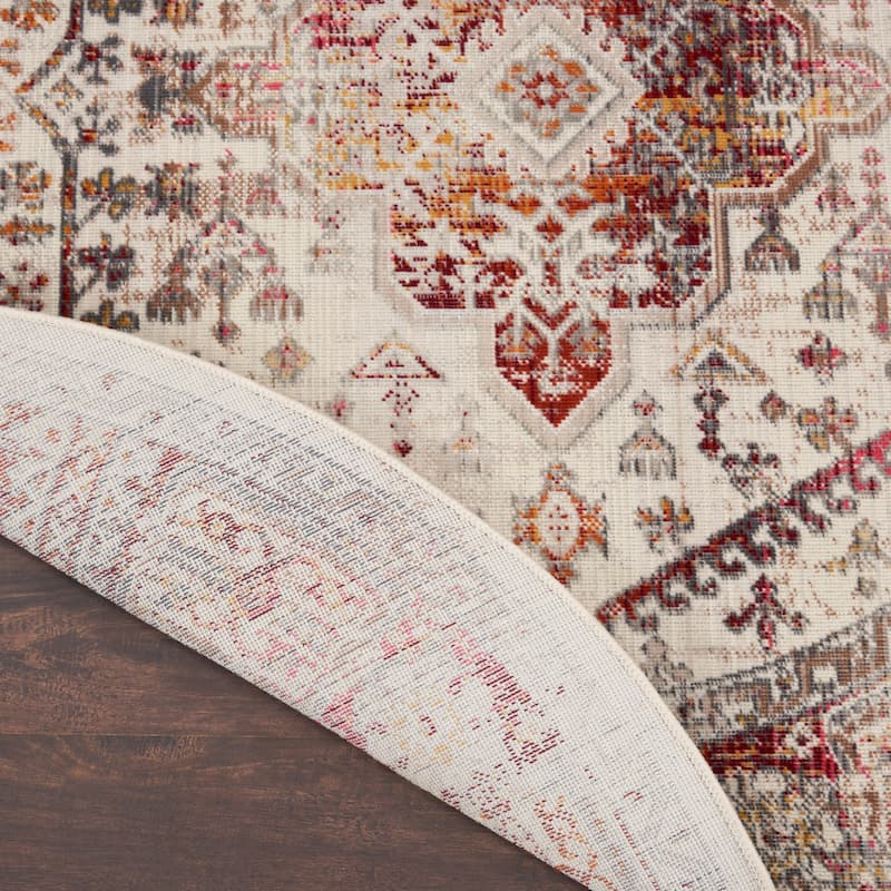 Nourison Vintage Kashan Persian Medallion Ivory Red Area Rug On Sale