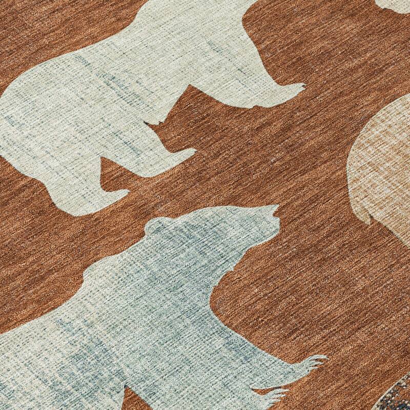Machine Washable Indoor/ Outdoor Modern Bear Chantille Rug