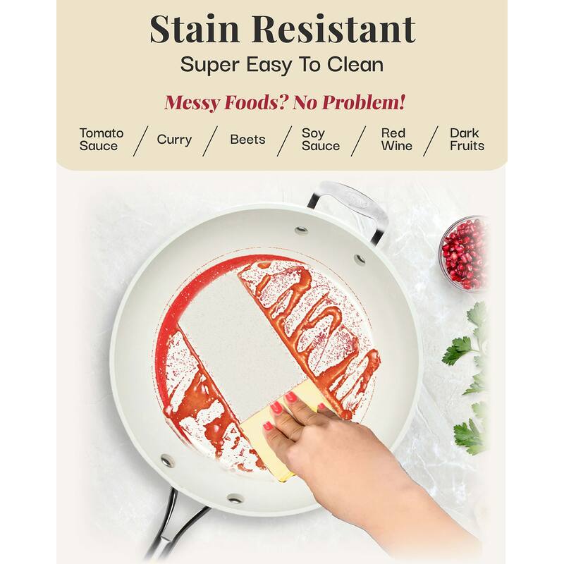 Gotham Steel Cream 14'' Ultra Nonstick Ceramic Family Pan with Helper Handle