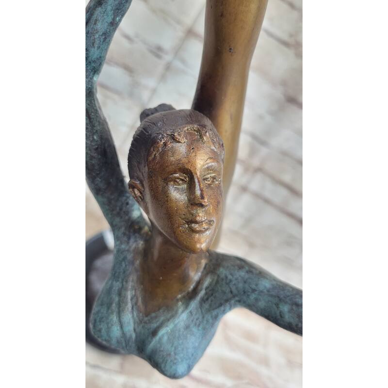 Signed Original Collett Gymnast Balancing Ball Bronze Sculpture Statue 24 Inches X 12 Inches