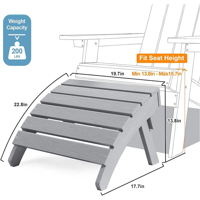 Winsoon 5-Piece All Weather HIPS Outdoor Adirondack Chair Set with Cup Holder, 2 Ottomans and 1 Side Table