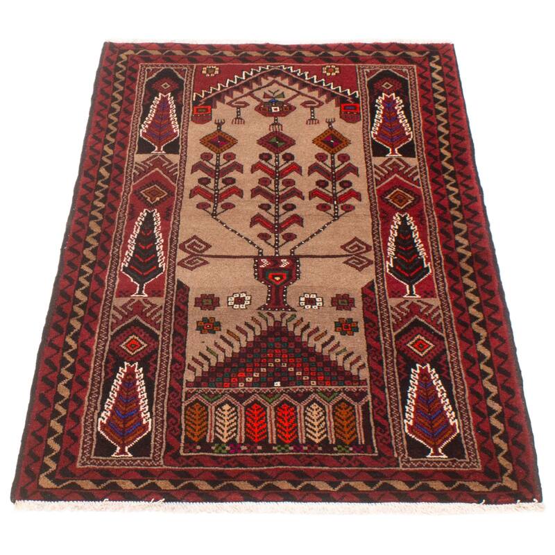 ECARPETGALLERY Hand-knotted Royal Baluch Tan Wool Rug - 3'4 x 5'7