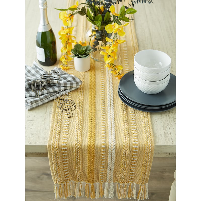DII Black Braided Stripe Table Runner