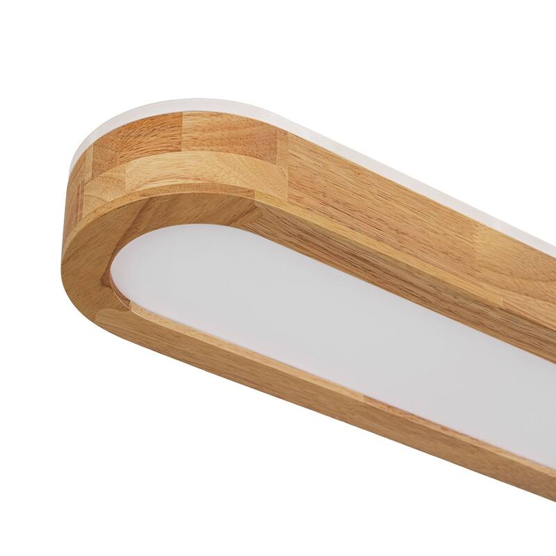 Rustic Wooden Long Oval Dimmable LED Flush Mount Ceiling Light 37.4in