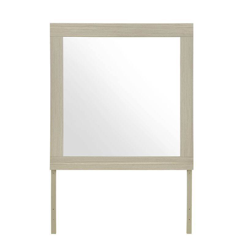 HomeRoots 35" Natural Wood Square Frame Mounted Dresser Mirror - 35.43 in. x 35.43 in. x 1.77 in.