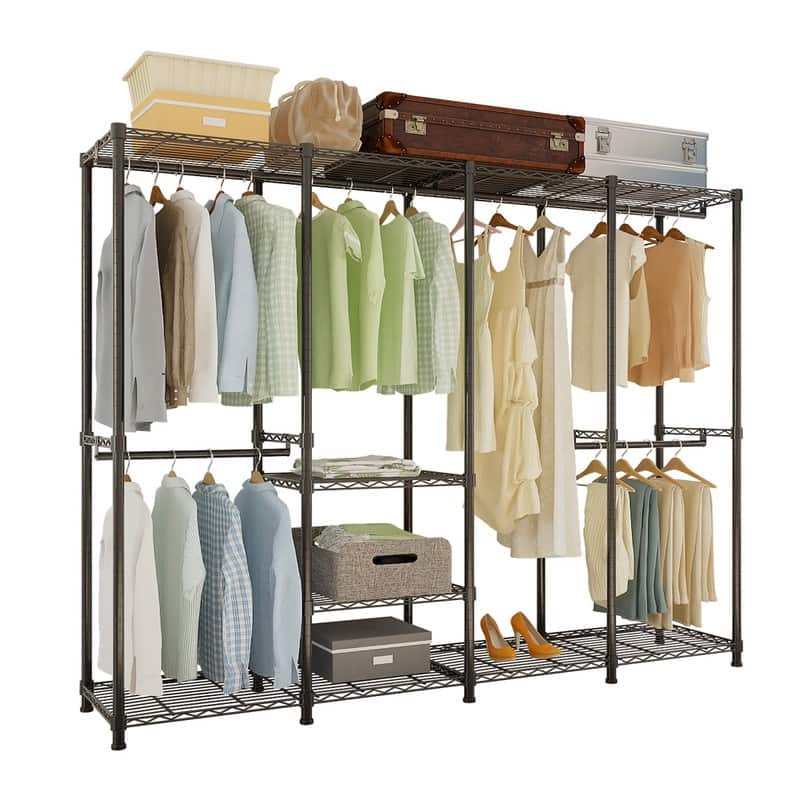 Wire Garment Rack Portable Clothes Hanger Black