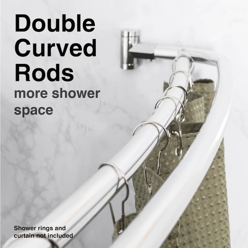 Double Curved Shower Curtain Rod Adjustable 44 to 70 inches by JS Jackson Supplies