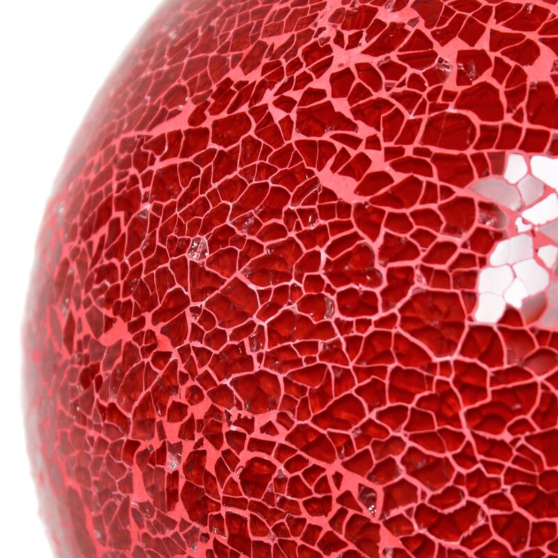 Cracked Patchwork Handcrafted Ceramic Dome Table Lamp - 8" - Red