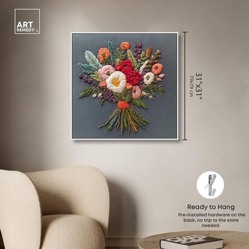 Stitched Bloom Bouquet I Canvas by Art Remedy