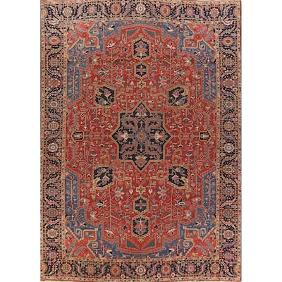 Vegetable Dye Heriz Serapi Persian Large Rug Handmade Wool Carpet - 11'2" x 14'5"