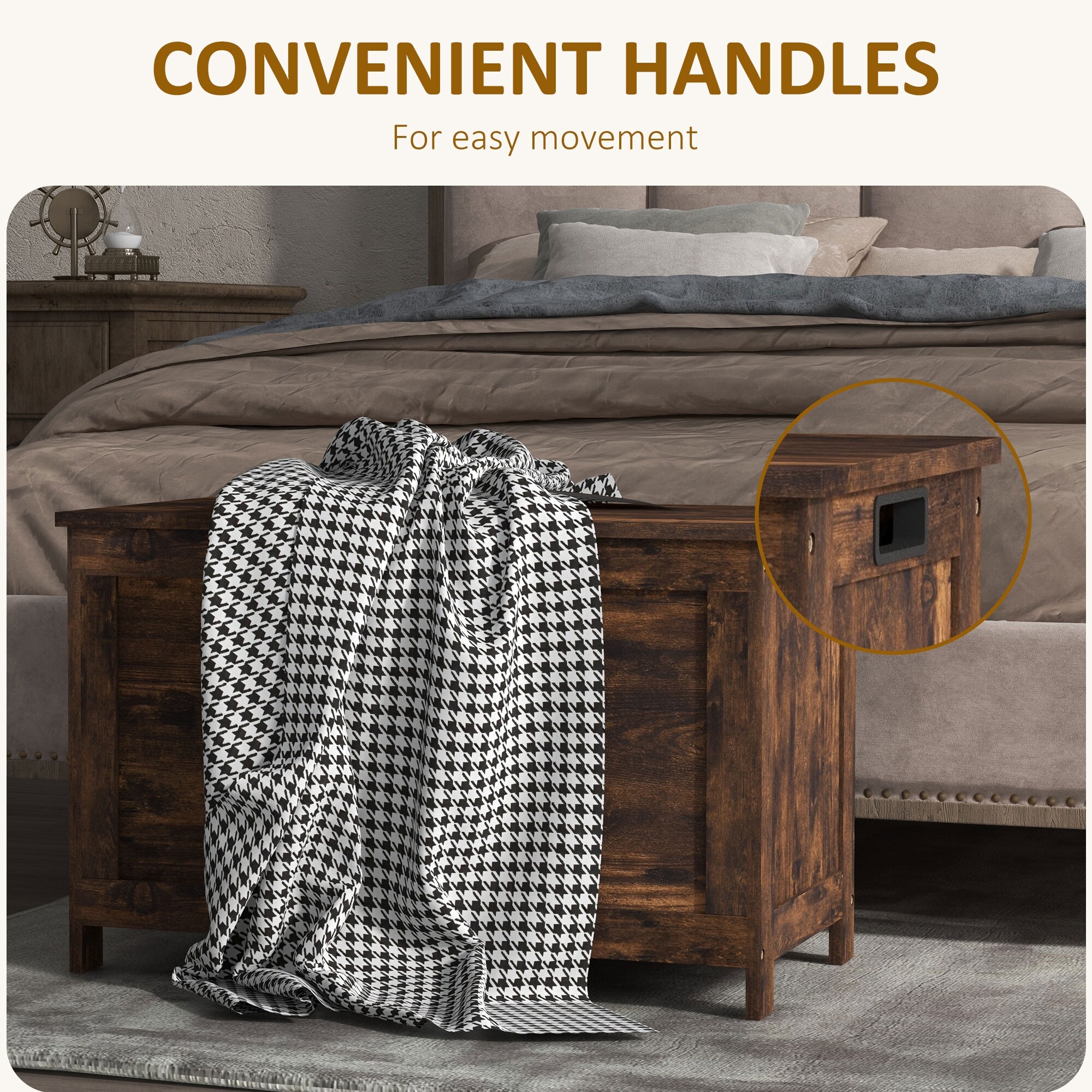 HOMCOM Storage Chest, Storage Trunk With 2 Safety Hinges And U-shaped
