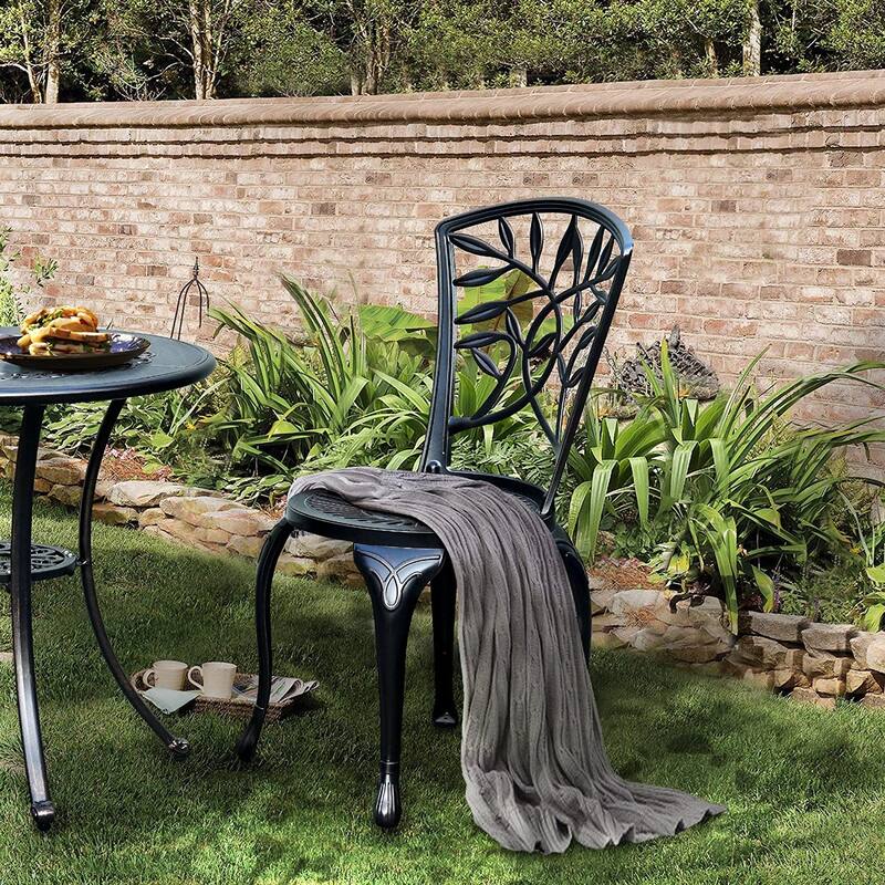 Moasis Set of 2 Cast Aluminum Outdoor Bistro Chairs Bronze Patio Dining Chair