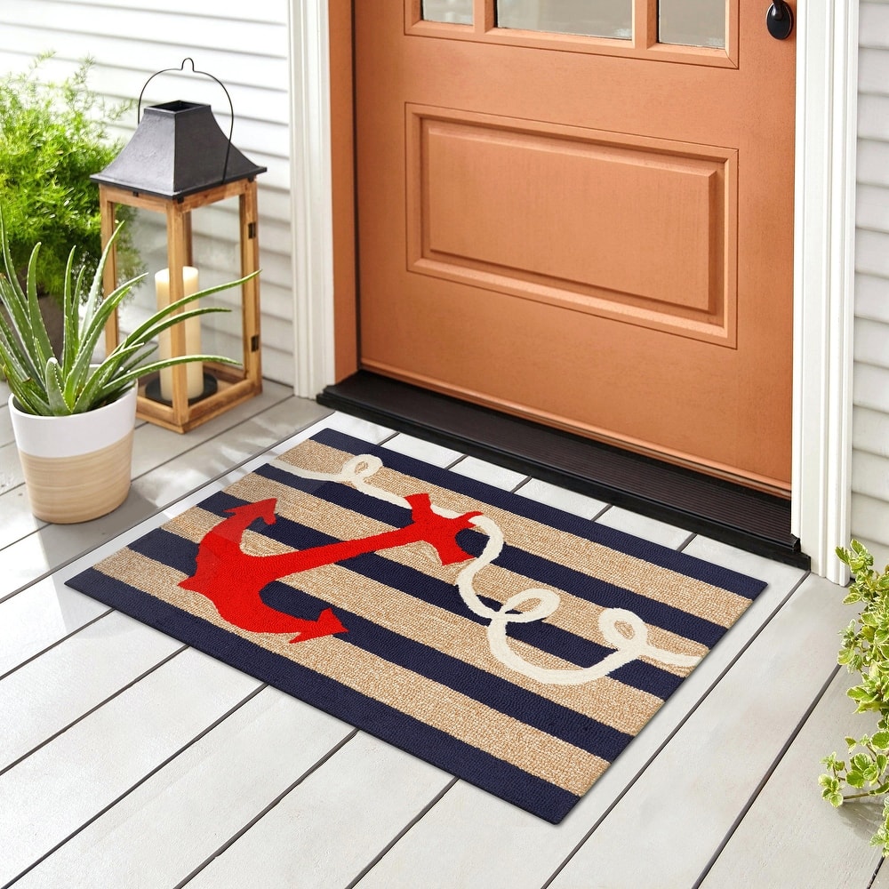 Liora Manne Frontporch Anchor Indoor/Outdoor Rug Navy 2'6 x 4'