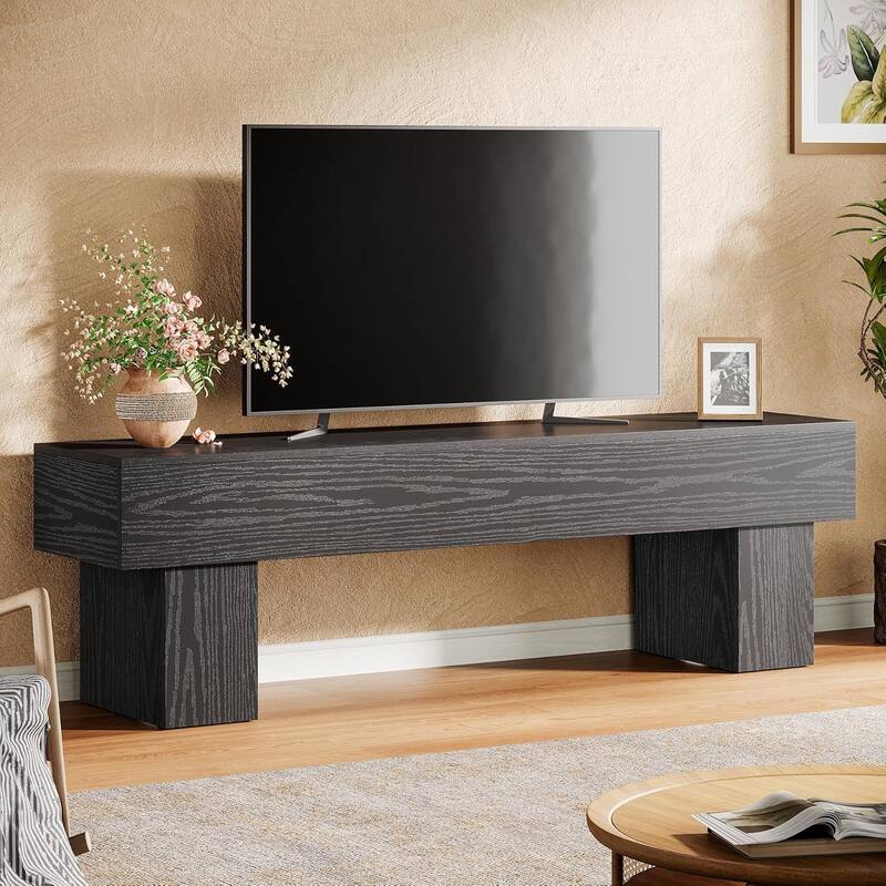 63" TV Stand, Entertainment Center for Living Room, Long Media Console Television Stands for 55/60/65 Inch TV - Black