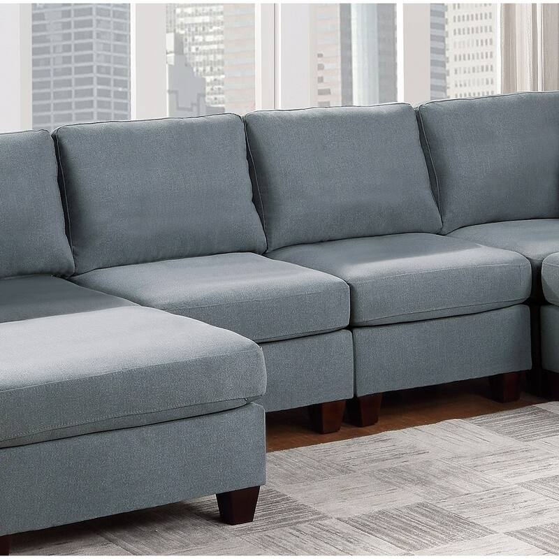Living Room Furniture Armless Chair Grey Linen Like Fabric 1pc Cushion Armless Chair Wooden Legs