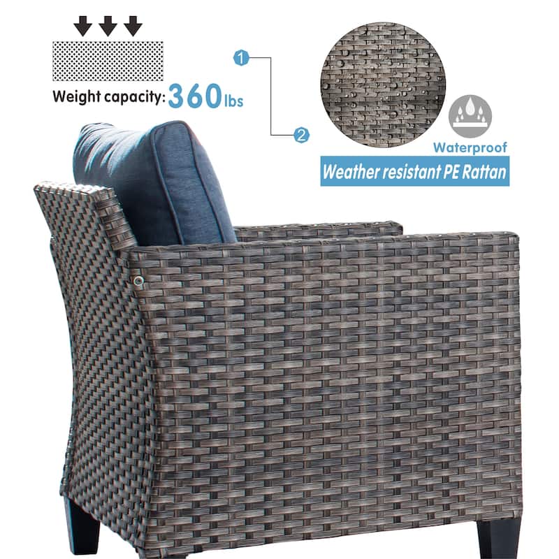 OVIOS Outdoor Patio Wicker Conversation Chairs Set
