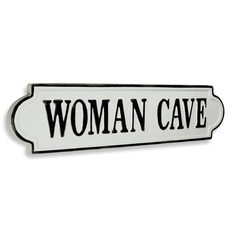 HomeRoots 8" X 32" White and Black Woman Cave Metal Wall Decor